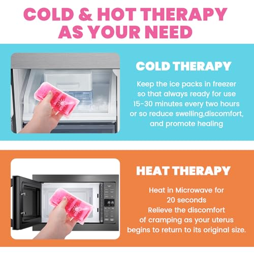 Reusable Postpartum Perineal Ice Pack - Hot & Cold Therapy Pads for Hemorrhoid Relief, Uterine Cramps, C-Section Recovery, Reduces Swelling - Hypoallergenic & Leak-Proof (Pink) - color: Pink