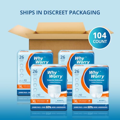 WhyWorry Incontinence Underwear for Women & Men, XLarge, 104 Count - size: X-Large (104 Count)