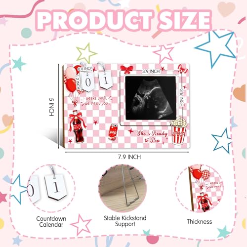 She's Ready to Pop Baby Shower Decorations,Ultrasound Photo Frame,Sonogram Picture Frame with Funny Baby Countdown Weeks,Perfect Gifts for New Parents,Popcorn Gender Reveal Decor for Hilarious Party - size: pop