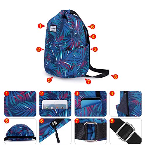 XEYOU Drawstring Backpack Bag Sport Gym Sackpack Beach Cinch Bag - color: Colorful Leaves