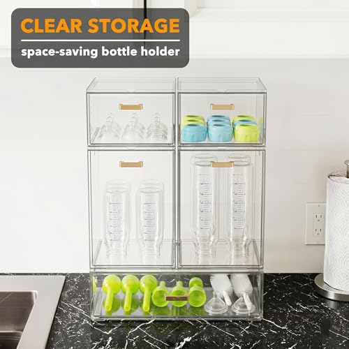 LALOBLUE Stackable Clear Acrylic Drawer Baby Bottle Makeup Organizer - size: 2 Middle+2 Big+1 Long