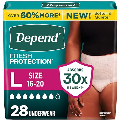 Depend Fresh Protection Adult Diapers for Women, Large, 28 Count - size: Large