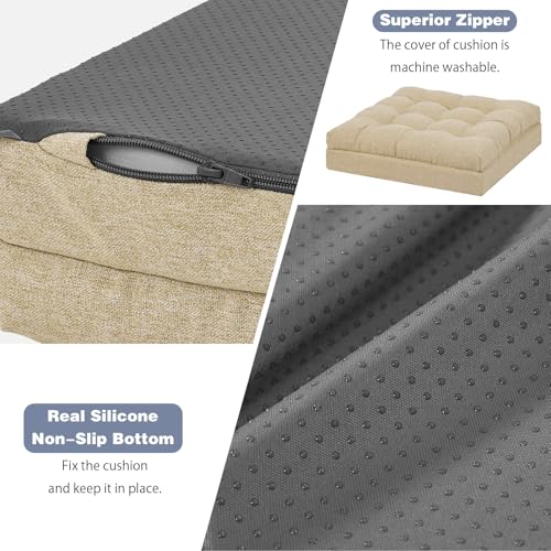 baibu Memory Foam Recliner Cushion with Lumbar Pillow, 20 x 20 x 5 in,Beige - color: Beige