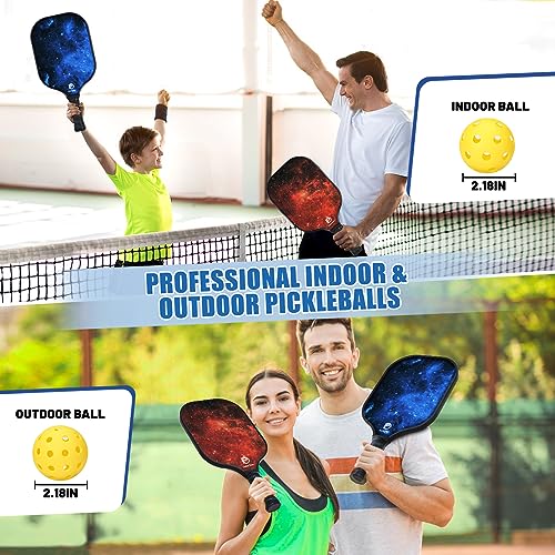 DULCE DOM Pickleball Paddles Set of 2/4 - USAPA Approved - color: Red Blue*2