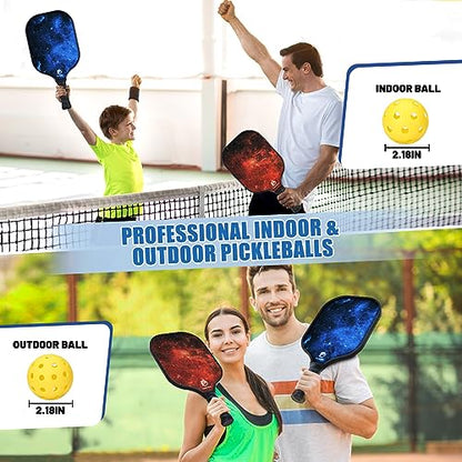 DULCE DOM Pickleball Paddles Set of 2/4 - USAPA Approved - color: Red Blue*2