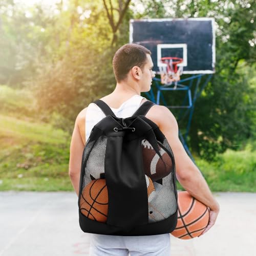 Large Ball Bag, Mesh Sport Bag Adjustable Double Strap