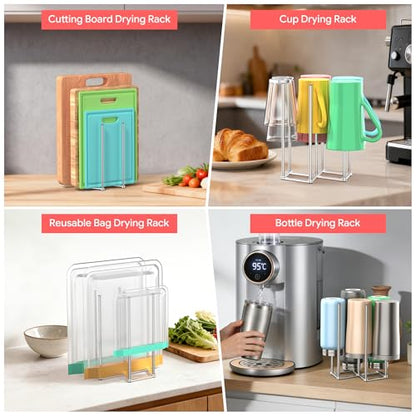 Collapsible Bottle Drying Rack, Baby Bottle Drying Rack, Foldable Cup Draining Holder, Retractable Reusable Silicone Bag Dryer with Non-Slip Bottom