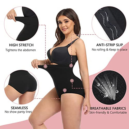 Tummy Control Shapewear Women High Waisted Body Shaper Underwear Briefs - color: Black, size: Medium