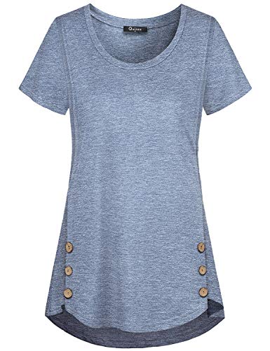 Quinee Women's Casual Button Side Nursing Tops Maternity Breastfeeding Tunic - color: Light Blue, size: Large