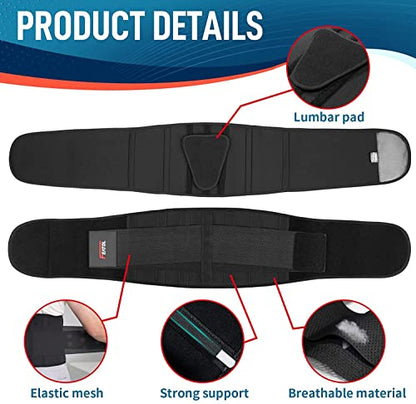 FEATOL Back Brace for Women & Men, Lower Back, Sciatica Pain Relief - color: Black, size: Small/Medium (24.4"-29.8")