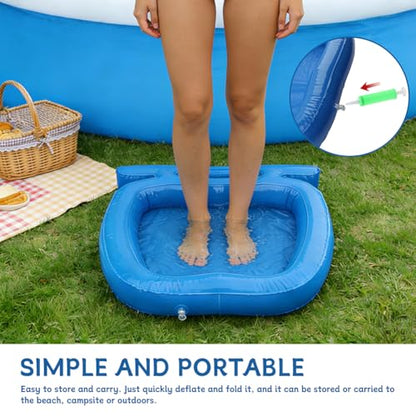Inflatable Pool Foot Bath Basin, Portable PVC Foot Washing Tub for Pool