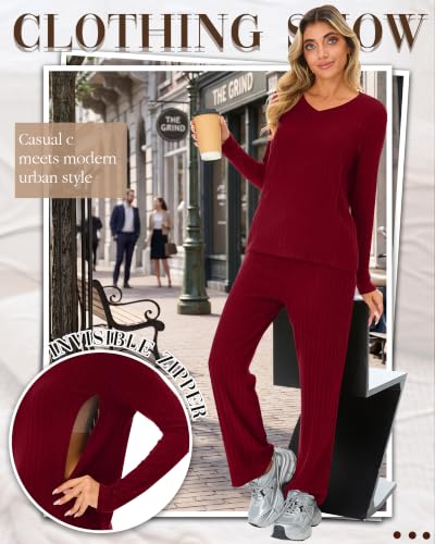 Huukeay 2 Piece Postpartum Nursing Sets - color: Wine Red, size: Medium