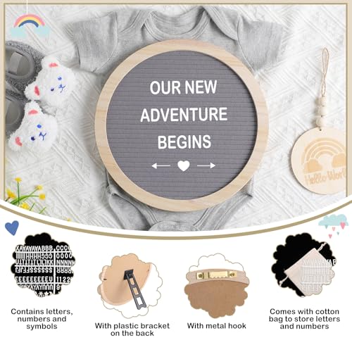 Canlierr 8 Pcs Pregnancy Announcement Felt Letter Board Kit Bodysuit, Gray - color: Grey