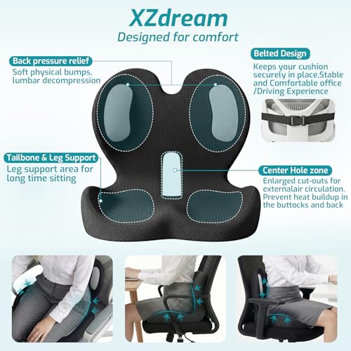 Ergonomic Seat Cushion & Lumbar Support Pillow for Office,Car - color: Gray