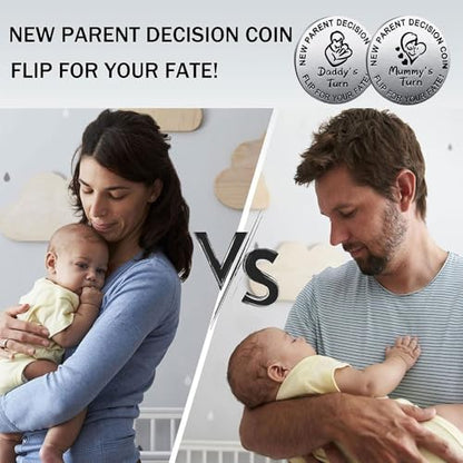 Funny Double Sided New Parents Decision Coin Pregnancy Gifts - color: Style E-Silver