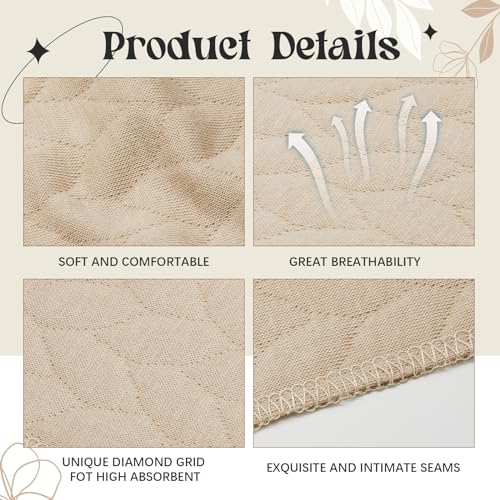 Toulite 10Pcs Reusable Cotton Bra Liners for Sweat - color: Khaki, size: X-Large