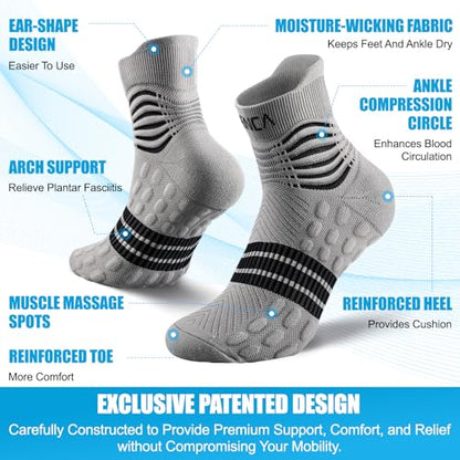 NEENCA Professional Compression Socks for Women Men Circulation, 20-30 mmHg - color: Gray Black, size: Large