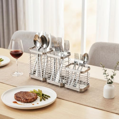Utensil Holder, Stainless Steel Utensil Drying Rack for Kitchen Counter - color: 2 Large+1 Small