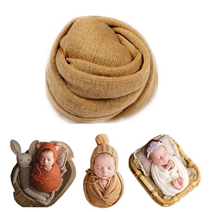 Coberllus Newborn Baby Photography Props Stretch Swaddle Wrap - color: Brown