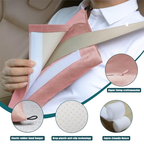 Post Surgery SeatBelt Pillow for Pregnancy Mastectomy Hysterectomy Recovery - color: Pink