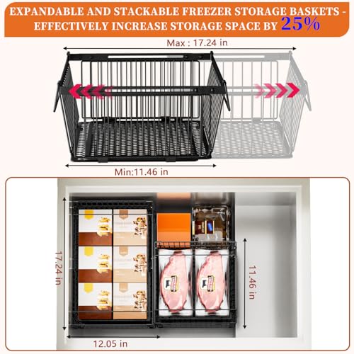 Large Freezer Organizer Bins for 10 to 20 Cu.Ft,Leak-Proof Bottom,6 Pack - color: Black-6Pack