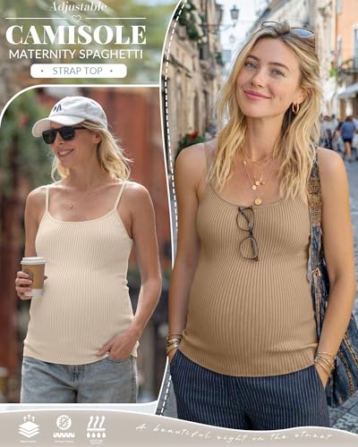 4 Pack Maternity Tank Tops - color: Cream, Camel, Dark Brown, Black, size: XX-Large
