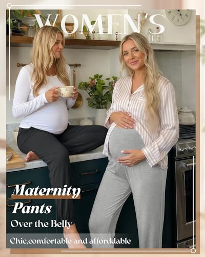 4 Pack Women's Maternity Jogger Pants - color: Light Gray, Dark Gray, Mixed Black, Black, size: X-Large