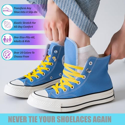 Elastic Shoe Laces，No Tie Shoelaces for Adults & Kids Shoes - color: 2 Black