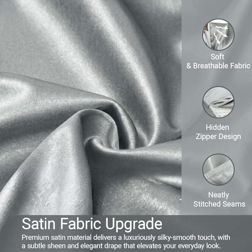 1 Pack Satin Wedge Pillow Cover 25x25x8 Inch Grey - color: Grey, size: 25x25x8"