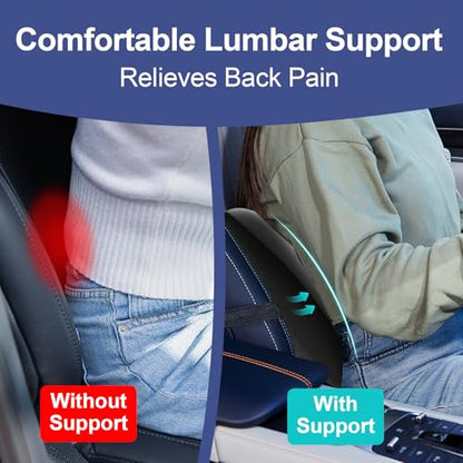 BYMECOST Cooling Lumbar Support Pillow for Car,Memory Foam Car Back Cushion - color: Grey Cooling Fabric