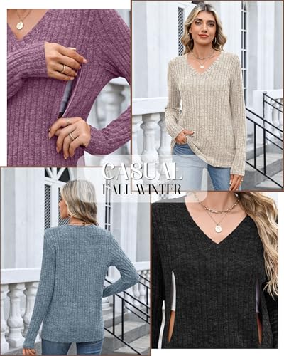 4 Pack Women's Maternity Nursing Tops - color: Black, Apricot, Blue, ‌fuchsia‌, size: Small