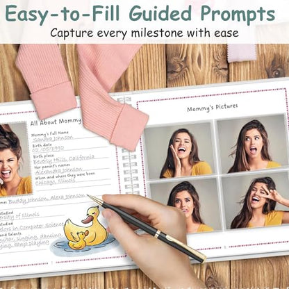 First Five Years Baby Book - Gender-Neutral Design, 77 Fill-In Pages, Hard Cover & Protective Box