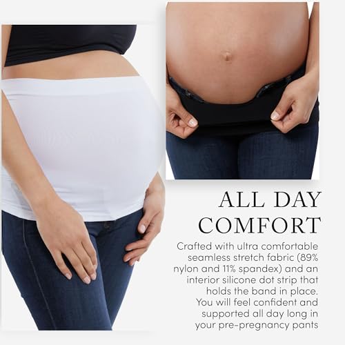 Ingrid & Isabel Basics Bellaband, Maternity Belly Band, Pants & Jeans Extender for Pregnancy & Postpartum - color: White, size: Medium-Large, style: Casual