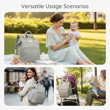 AIJIEKE Large Diaper Bag Backpack, Extra Wide Travel Diaper Bag, Gray - color: Grey
