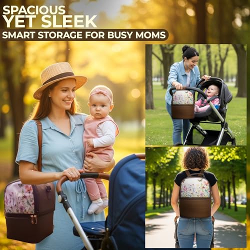 insulated breast pump bag with ice pack fits 6 baby bottles floral print waterproof easy to clean portable travel cooler for working moms
