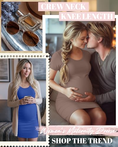 Riyiper 3 Pack Womens Maternity Short Sleeve Dresses - color: Black, Blue, Light Brown, size: Large