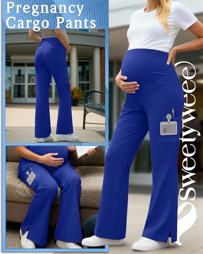 Women's Maternity Scrub Pants - color: Royal Blue, size: Small