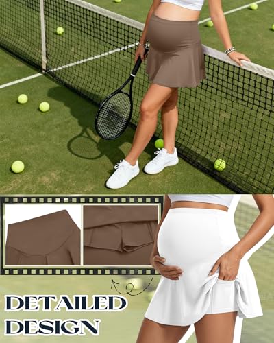 3 Pack Maternity Skirts Tennis Skorts - color: Coffee, White, Black, size: X-Large
