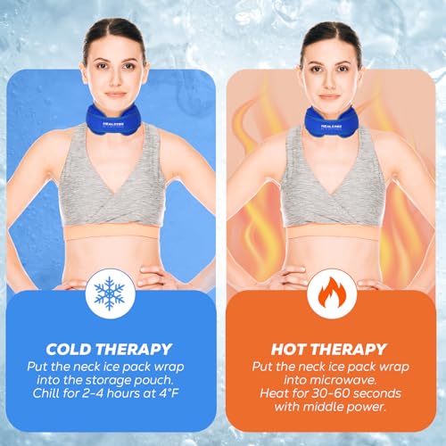 Neck Ice Pack Wrap, Reusable Cold/Hot Gel for Neck Pain, Blue - color: Blue