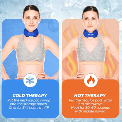 Neck Ice Pack Wrap, Reusable Cold/Hot Gel for Neck Pain, Blue - color: Blue