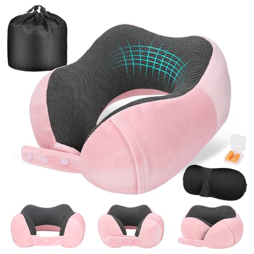 Cirorld Neck Pillow for Traveling, Travel Pillows for Airplanes Pink - color: Pink