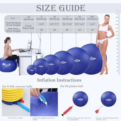 Soft Exercise Ball, Yoga Pregnancy Ball Chair, Pilates Equipment with Pump - color: Blue, size: S(15-18inch/38-45cm)