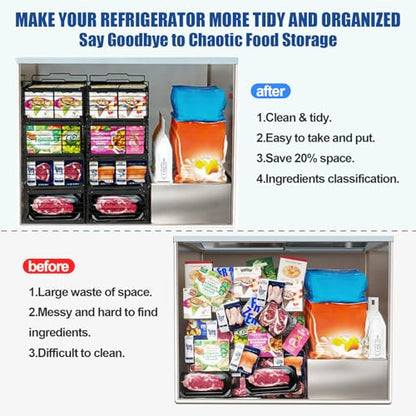 2Pcs Freezer Organizer Bins,11 to 17 inchs Large Stackable Containers - style: Expansion stack - 2-piece