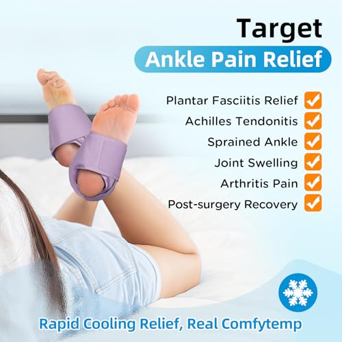 Comfytemp Ankle Ice Pack Wrap for Sprained Ankles, Plantar Fasciitis, 2pcs - color: Purple, size: Standard