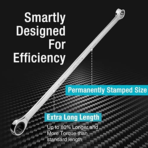 DURATECH 18mm Extra Long Ratcheting Wrench, Metric, CR-V Steel - color: Chrome-plated, size: 18mm
