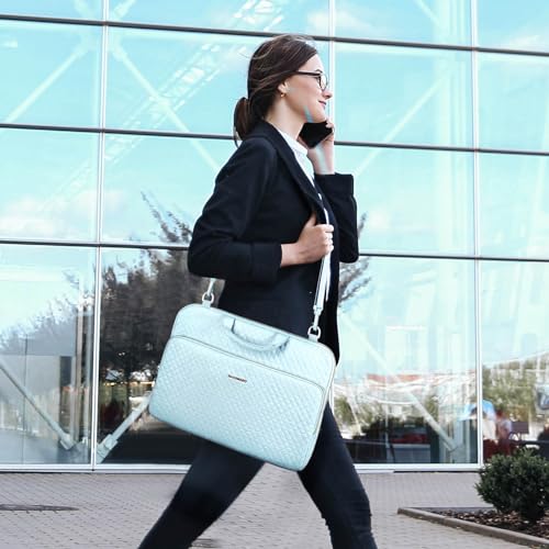 BAGSMART Laptop Sleeve Case with Handle Protective Water-Resistant - color: Blue-Shoulder Strap, size: 15.6 Inch