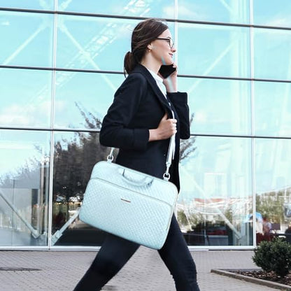 BAGSMART Laptop Sleeve Case with Handle Protective Water-Resistant - color: Blue-Shoulder Strap, size: 15.6 Inch