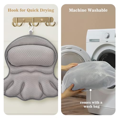 Bathtub Pillow, Luxury Bath Pillow for Tub Head Neck and Back Support, Gray - color: Gray
