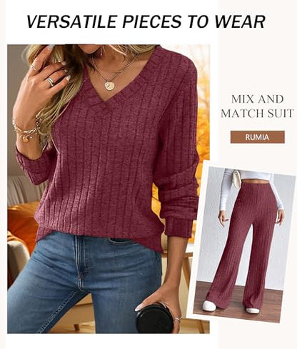 RUMIA Lounge Sets for Women Cozy Travel Matching Sweater Fall Outfits - color: Violet, size: Large