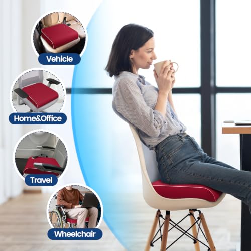 SweetSlubr Seat Cushion, Chair Pad, Memory Foam Tailbone Pain Relief - color: Red, size: Large